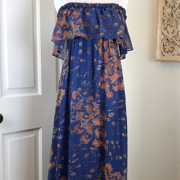 Victoria's Secret Dresses & Skirts - Victoria’s Secret Navy Floral Strapless Maxi Dress
